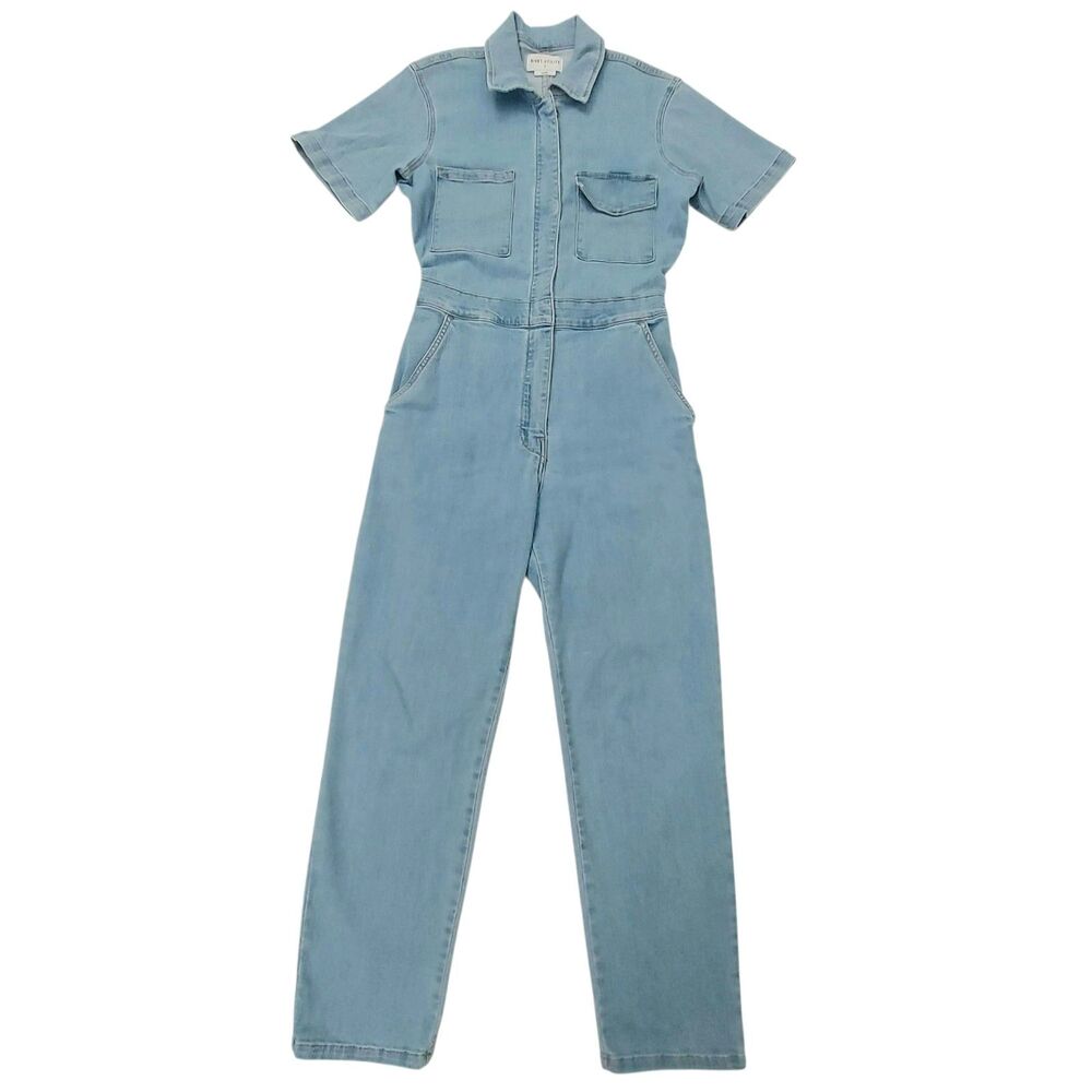 Rivet Utility Rebel Denim Jumpsuit Womens Small Blue Stretch Zipper Retro Y2K